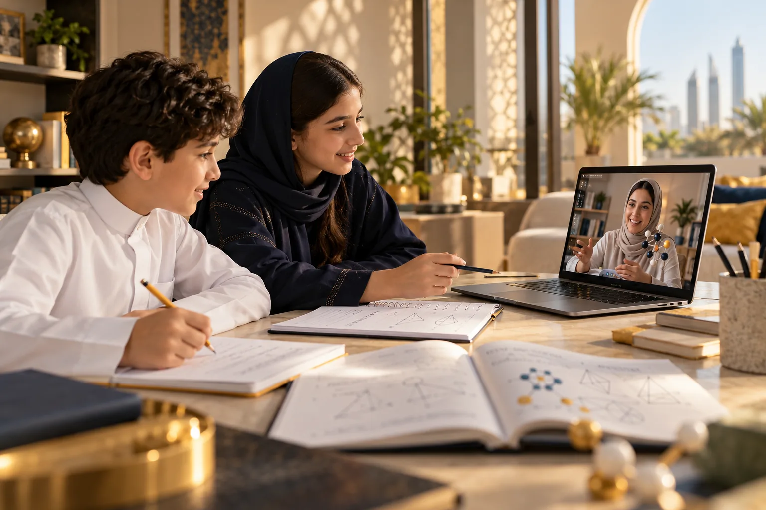 Students attending a live Sateha Gulf online class